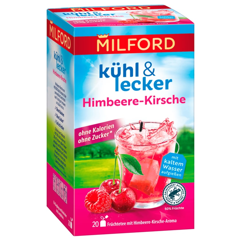 Milford Kühl & Lecker Früchtetee Himbeere-Kirsche 50g, 20 Beutel